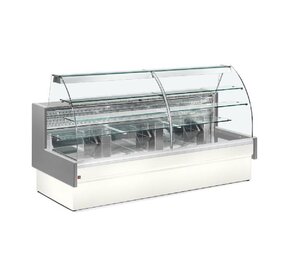 Diamond Gekoelde vitrinetoonbank, statisch, ladensysteem, zonder reserve - grijs wit Diamond Gekoelde vitrinetoonbank, statisch, ladensysteem, zonder reserve - grijs wit