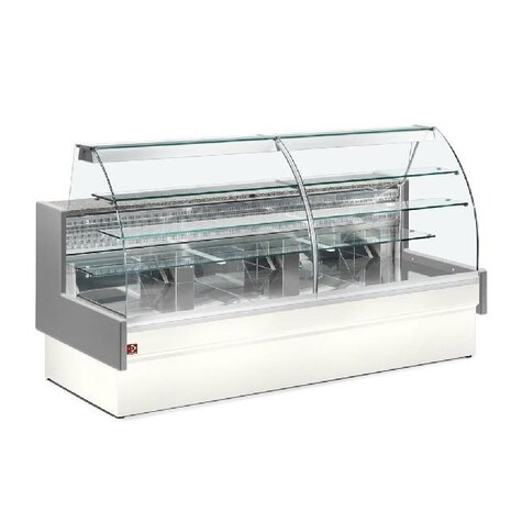 Diamond Gekoelde vitrinetoonbank, statisch,  ladensysteem, zonder reserve - grijs wit | VE14/E8-R2