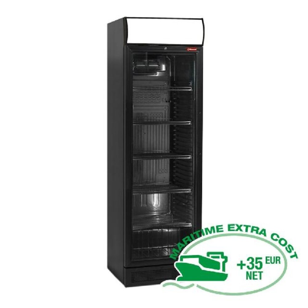 Diamond Geventileerde positieve t° vitrine  380 lit., zwart, met lichtbak | DRINK-38V/Z6