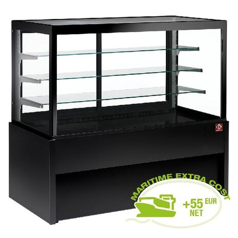 Diamond Panoramische gekoelde uitstaltoonbank, geventileerd, 4 niveaus, zonder reserve - zwart | CB15V-B9/P2