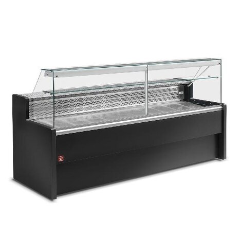 Diamond Gekoelde vitrinetoonbank met rechte ruit 90°, met reserve - zwart | RO10/B5-R2