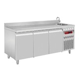 Diamond Geventileerde koeltafel  muraal , 3 deuren gn 1 1, 405 lit. met spoelbak