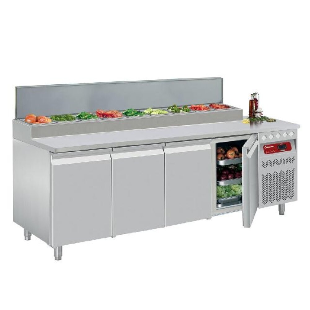 Diamond Koeltafel geventileerd, 4 deuren gn 1 1, 550 lit.& gekoelde structuur | DTS-10/P9 Diamond Koeltafel geventileerd, 4 deuren gn 1 1, 550 lit.& gekoelde structuur | DTS-10/P9