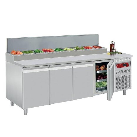 Diamond Koeltafel geventileerd, 4 deuren gn 1 1, 550 lit.& gekoelde structuur | DTS-10/P9 Diamond Koeltafel geventileerd, 4 deuren gn 1 1, 550 lit.& gekoelde structuur | DTS-10/P9