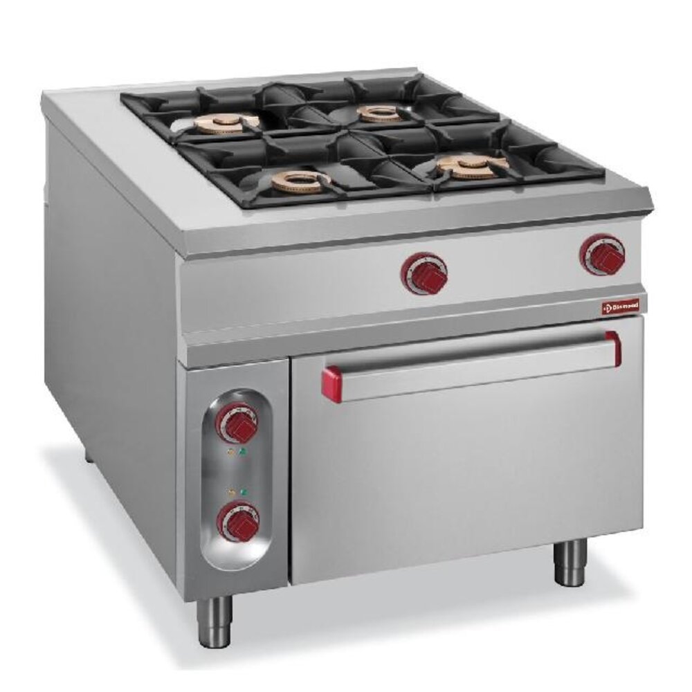 Diamond Gasfornuis met 4 branders op elektrische oven gn 2 1 - pass-through | G1/4BFE2 Diamond Gasfornuis met 4 branders op elektrische oven gn 2 1 - pass-through | G1/4BFE2