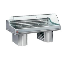 Diamond Gekoelde vitrine toonbank met gebogen ruit, op sokkels