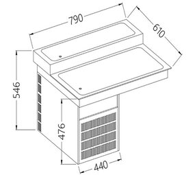 Diamond Element met gekoeld bovenblad, 2 niveaus, 2x gn 1 1 Diamond Element met gekoeld bovenblad, 2 niveaus, 2x gn 1 1