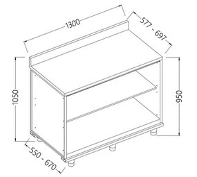 Diamond Neutraal achter meubel, opstaande boord
