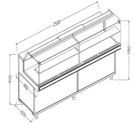 Diamond Neutrale vitrine voor snacks_lage ruiten Diamond Neutrale vitrine voor snacks_lage ruiten