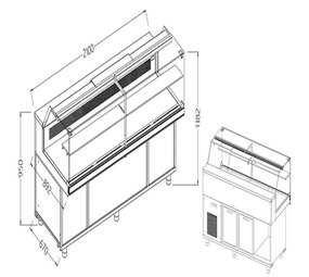 Diamond Statitsche vitrinetoonbank snack _lage ruiten, met groep, met reserve Diamond Statitsche vitrinetoonbank snack _lage ruiten, met groep, met reserve