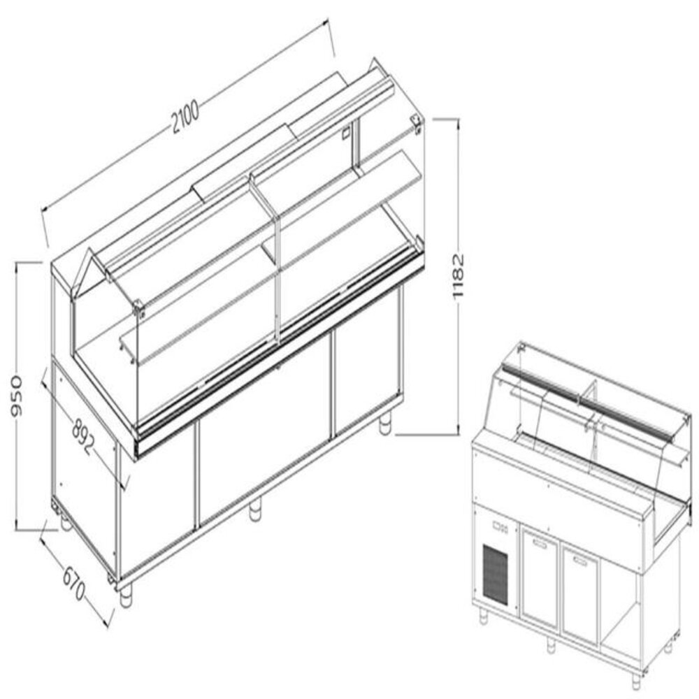 Diamond Vitrinetoonbank snack warm | CB21X/R2 Diamond Vitrinetoonbank snack warm | CB21X/R2