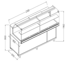 Diamond Gekoelde uitstaltoonbank en & gn, lage ruit , statisch, zonder reserve