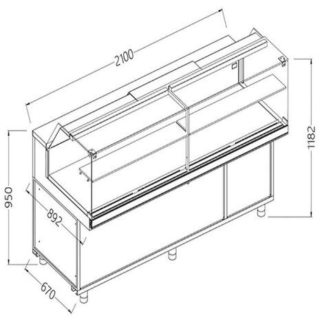 Diamond Gekoelde uitstaltoonbank en & gn, lage ruit , statisch, zonder reserve | CB21X