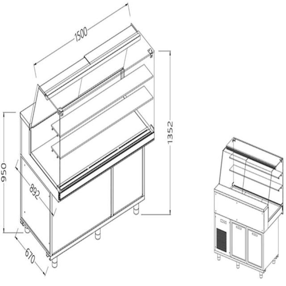 Diamond Vitrinetoonbank snack warm | CA15X/R
