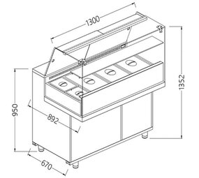 Diamond Toonbank vitrine snack saladette_hoge ruiten, met groep Diamond Toonbank vitrine snack saladette_hoge ruiten, met groep