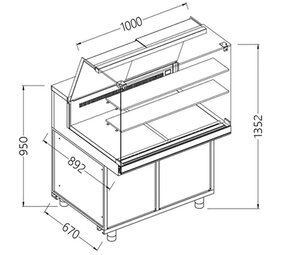 Diamond Geventileerde gekoelde vitrines voor snacks_hoge ruiten, groep op afstand, zonder reserve