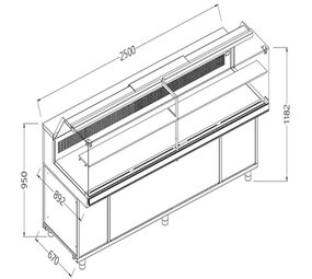 Diamond Statische gekoelde toonbankvitrine voor snacks_lage ruiten, groep op afstand Diamond Statische gekoelde toonbankvitrine voor snacks_lage ruiten, groep op afstand