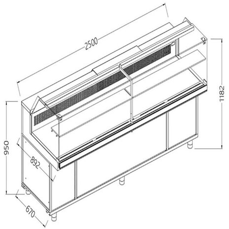 Diamond Statische gekoelde toonbankvitrine voor snacks_lage ruiten, groep op afstand | SB25XR Diamond Statische gekoelde toonbankvitrine voor snacks_lage ruiten, groep op afstand | SB25XR