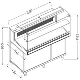 Diamond Statische gekoelde toonbankvitrine voor snacks_lage ruiten, groep op afstand Diamond Statische gekoelde toonbankvitrine voor snacks_lage ruiten, groep op afstand