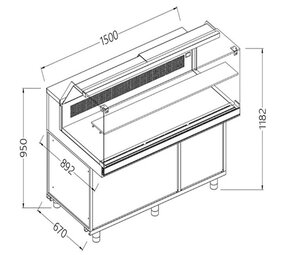 Diamond Statische gekoelde toonbankvitrine voor snacks_lage ruiten, groep op afstand Diamond Statische gekoelde toonbankvitrine voor snacks_lage ruiten, groep op afstand