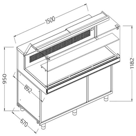 Diamond Statische gekoelde toonbankvitrine voor snacks_lage ruiten, groep op afstand | SB15XR Diamond Statische gekoelde toonbankvitrine voor snacks_lage ruiten, groep op afstand | SB15XR