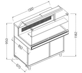 Diamond Statische gekoelde toonbankvitrine voor snacks_lage ruiten, groep op afstand