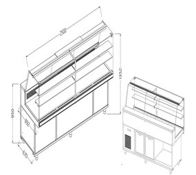 Diamond Statische gekoelde toonbankvitrine voor snacks_hoge ruiten, groep op afstand, met reserve Diamond Statische gekoelde toonbankvitrine voor snacks_hoge ruiten, groep op afstand, met reserve