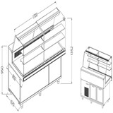 Diamond Statische gekoelde toonbankvitrine voor snacks met reserve _hoge ruiten, met groep