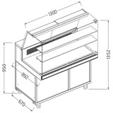 Diamond Statische gekoelde toonbankvitrine voor snacks_hoge ruiten, groep op afstand