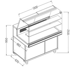 Diamond Statische gekoelde toonbankvitrine voor snacks_hoge ruiten, groep op afstand Diamond Statische gekoelde toonbankvitrine voor snacks_hoge ruiten, groep op afstand