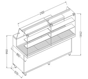Diamond Snack vitrine voor brood_hoge ruiten Diamond Snack vitrine voor brood_hoge ruiten