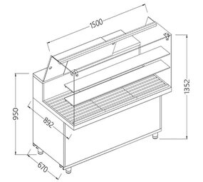Diamond Snack vitrine voor brood_hoge ruiten Diamond Snack vitrine voor brood_hoge ruiten