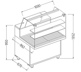 Diamond Snack vitrine voor brood_hoge ruiten Diamond Snack vitrine voor brood_hoge ruiten