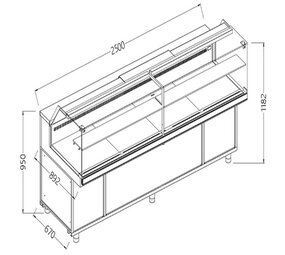 Diamond Geventileerde gekoelde vitrines voor snacks_lage ruiten, groep op afstand, zonder reserve