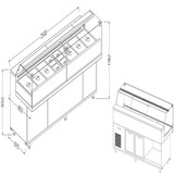 Diamond Toonbank vitrine snack saladette met reserve _lage ruiten, met groep Diamond Toonbank vitrine snack saladette met reserve _lage ruiten, met groep