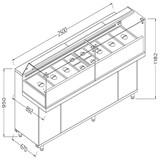 Diamond Toonbank vitrine snack saladette_lage ruiten, met groep