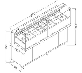 Diamond Toonbank vitrine snack saladette_lage ruiten, met groep