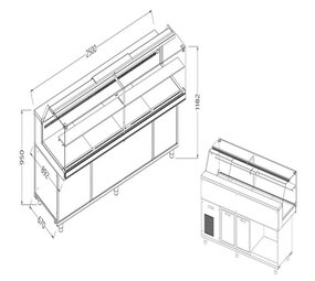 Diamond Geventileerde gekoelde vitrines voor snacks_lage ruiten, met groep, met reserve