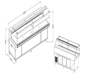 Diamond Geventileerde gekoelde vitrines voor snacks_lage ruiten, met groep, met reserve