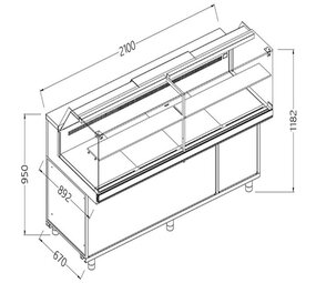 Diamond Geventileerde gekoelde vitrines voor snacks_lage ruiten, groep op afstand, zonder reserve