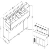 Diamond Toonbank vitrine snack saladette met reserve_lage ruiten, groep op afstand