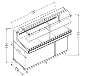 Diamond Geventileerde gekoelde vitrines voor snacks_lage ruiten, groep op afstand, zonder reserve