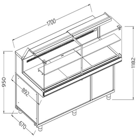 Diamond Geventileerde gekoelde vitrines voor snacks_lage ruiten, groep op afstand, zonder reserve | VB17XR