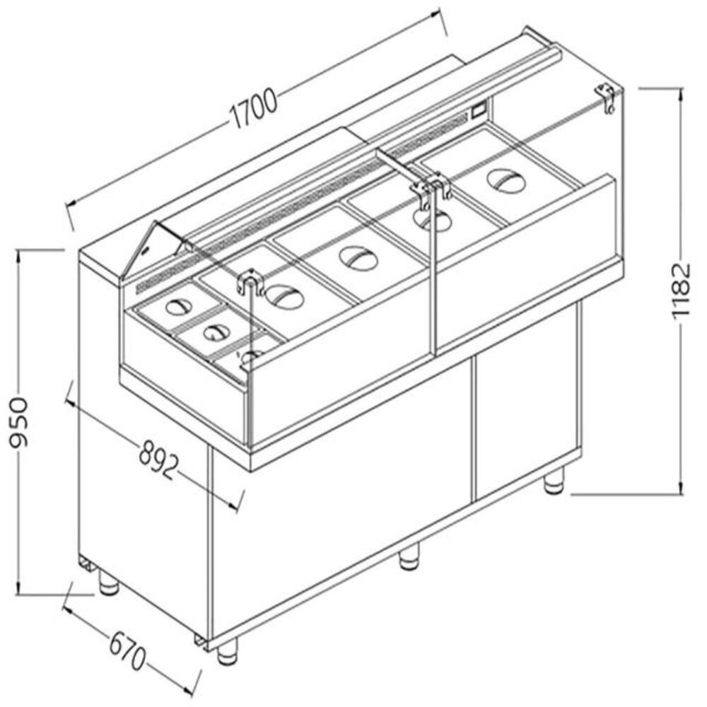 Diamond Toonbank vitrine snack saladette_lage ruiten, groep op afstand | VB17XGR Diamond Toonbank vitrine snack saladette_lage ruiten, groep op afstand | VB17XGR