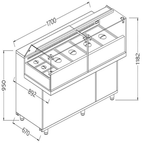 Diamond Toonbank vitrine snack saladette_lage ruiten, groep op afstand | VB17XGR Diamond Toonbank vitrine snack saladette_lage ruiten, groep op afstand | VB17XGR
