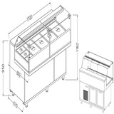 Diamond Toonbank vitrine snack saladette met reserve_lage ruiten, met groep