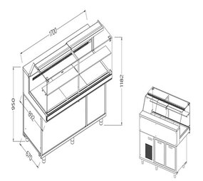 Diamond Geventileerde gekoelde vitrines voor snacks_lage ruiten, met groep, met reserve