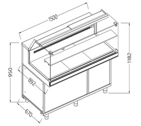 Diamond Geventileerde gekoelde vitrines voor snacks_lage ruiten, groep op afstand, zonder reserve