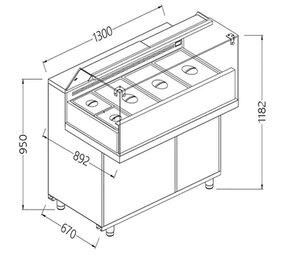 Diamond Toonbank vitrine snack saladette_lage ruiten, groep op afstand