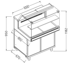Diamond Geventileerde gekoelde vitrines voor snacks_lage ruiten, groep op afstand, zonder reserve